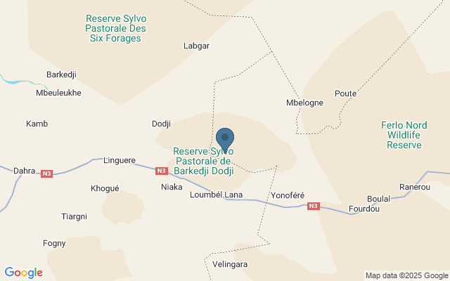 Kaart met locatie Het nationale wildpark van Djodj